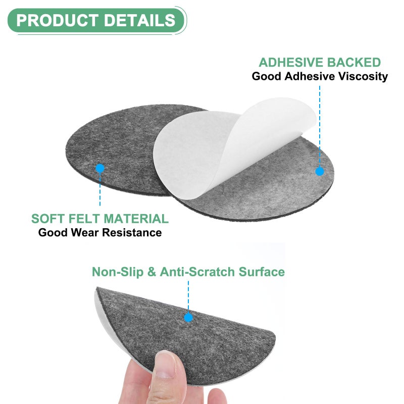 M METERXITY 10-Pack Lamp Base Felt, 4 Inch Dia. 2mm Thick Self Adhesive Round Fabric Felt Pads for Lamp/Furniture/DIY, Non-Slip Fiber Backed Patch Circles with Adhesive Backing [Grey] - Image 2